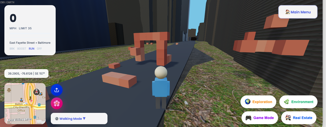 Block building mode with placed structures