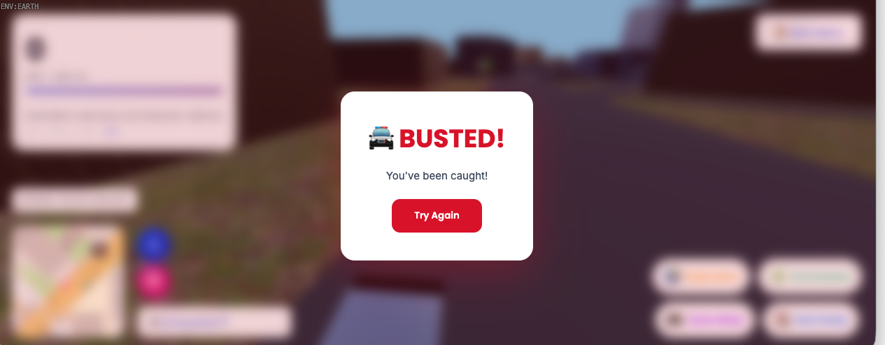 Busted modal after getting caught by police