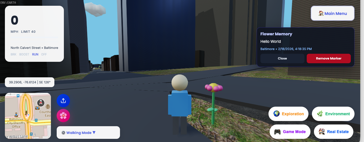 Memory flower marker with popup details