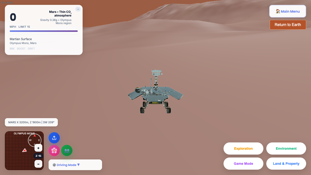 Mars rover on the Olympus Mons surface