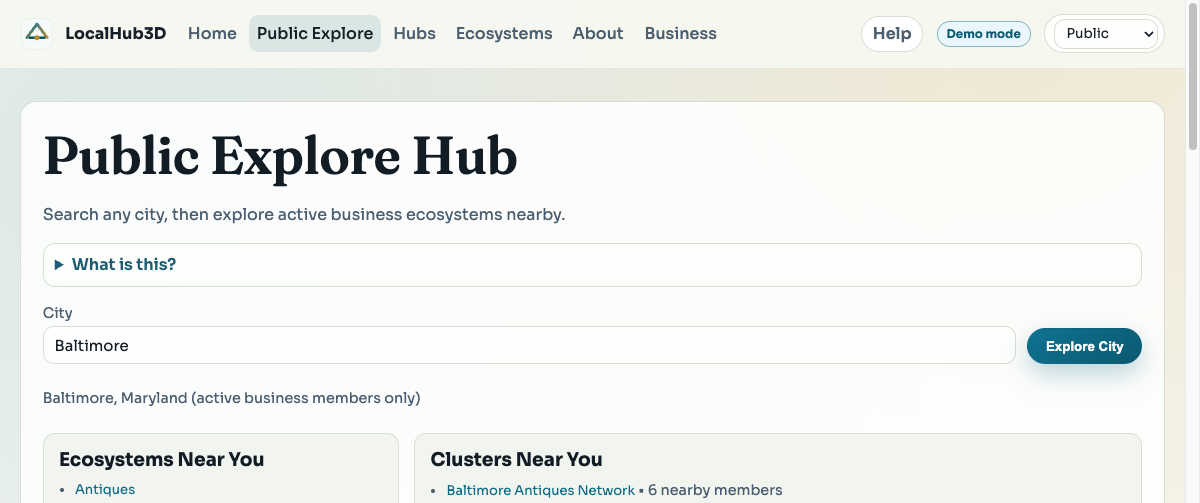 LocalHub public explore screenshot