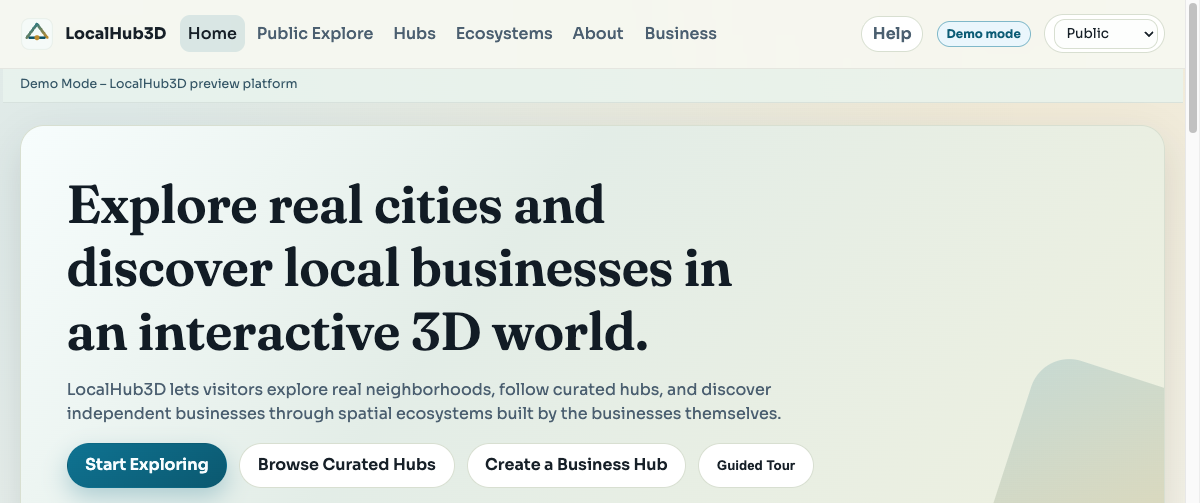 LocalHub homepage screenshot